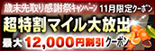 【11月限定】超特割★マイル大放出クーポン